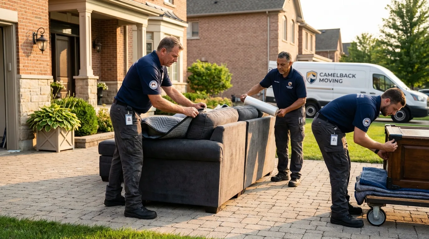 Large estate moving crew wrapping furniture in Schiller Park, IL